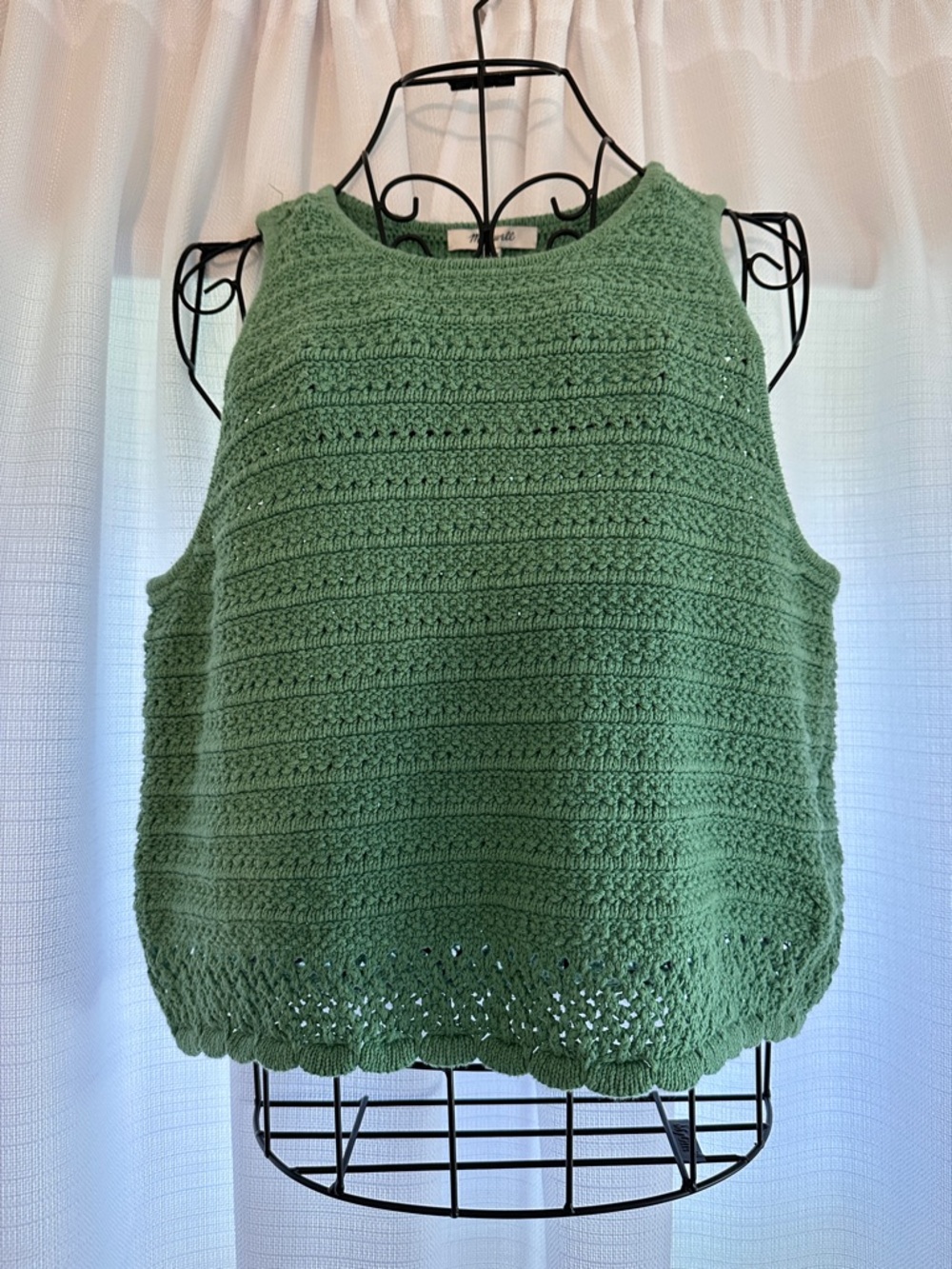 Madewell Light Green Crochet Knit Tank